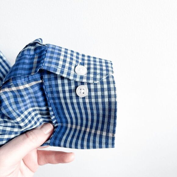 Izod Mens Plaid Non Iron Stretch Long Sleeve Button Down Shirt Blue XL - Picture 3 of 8